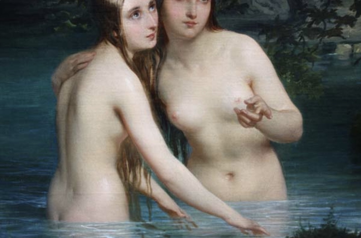 Baigneuses surprises par Mauro Conconi (Italien, 1815 - Milan - 1860)-photo-1