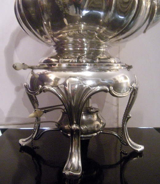 Silver Hot Water Boiler With Stove And Burner, German Silver, Late 19th Century-photo-1