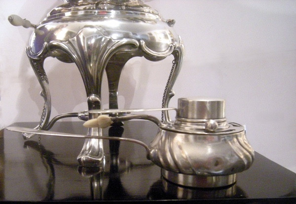 Silver Hot Water Boiler With Stove And Burner, German Silver, Late 19th Century-photo-4