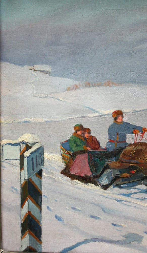 Troïka russe dans la neige par Vladimir Alexandrovitch Hegström (1892-vers 1945)-photo-1