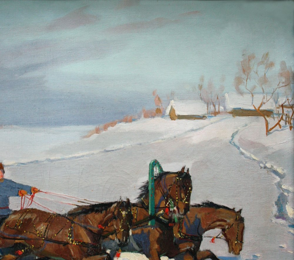 Troïka russe dans la neige par Vladimir Alexandrovitch Hegström (1892-vers 1945)-photo-3