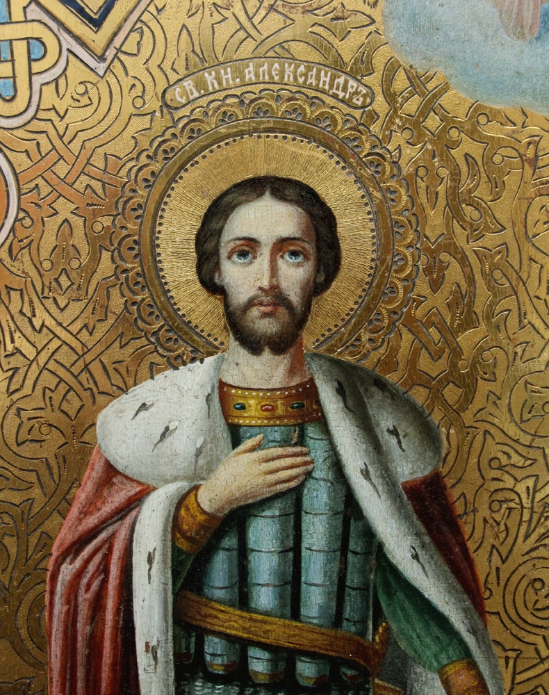 Saint Prince Alexandre Nevski et Sainte  Martyre Agrippine, icône russe, XIXe siècle-photo-4