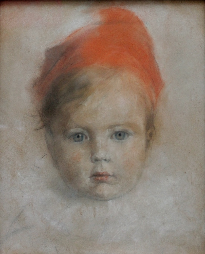 Portrait d’un enfant au chapeau rouge par artiste français, vers 1920-photo-2