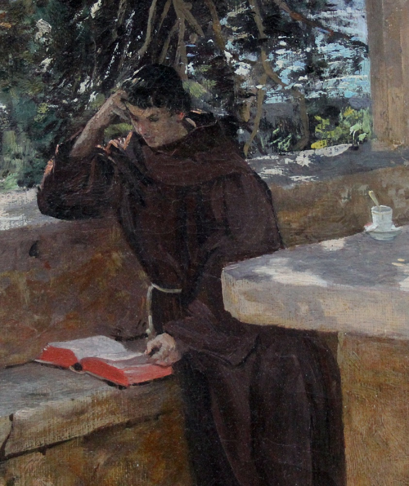 Sunny Monastery Terrace On The Seaside  By Eduard Ameseder (austrian 1856 - 1938)-photo-2