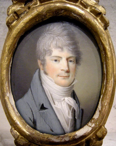 Miniaturiste, vers 1800  Portrait de noble, miniature sur ivoire-photo-2