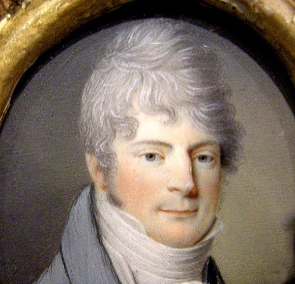 Miniaturiste, vers 1800  Portrait de noble, miniature sur ivoire-photo-3