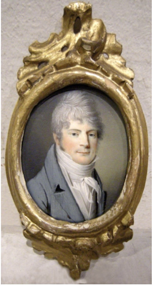 Miniaturiste, vers 1800  Portrait de noble, miniature sur ivoire-photo-1