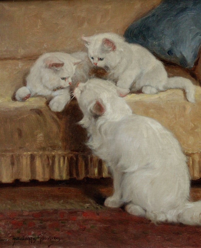 Chatte et ses deux chatons, offerts par Gabriella Rainer-Istvanffy (née en 1877)-photo-4