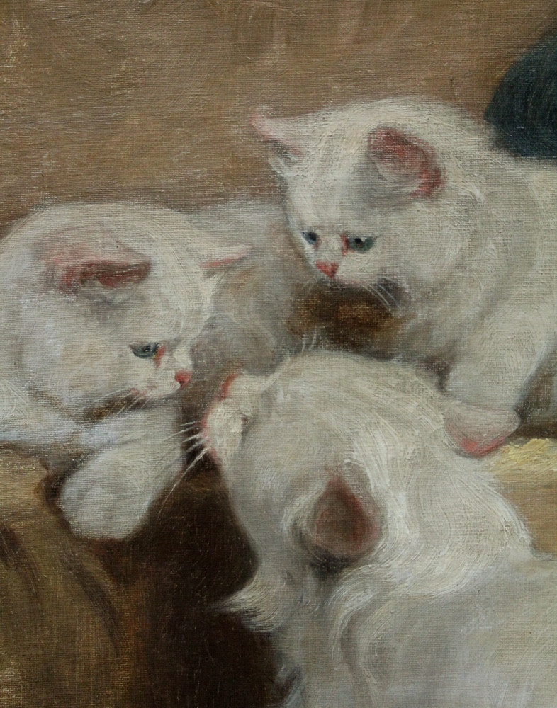 Chatte et ses deux chatons, offerts par Gabriella Rainer-Istvanffy (née en 1877)-photo-1