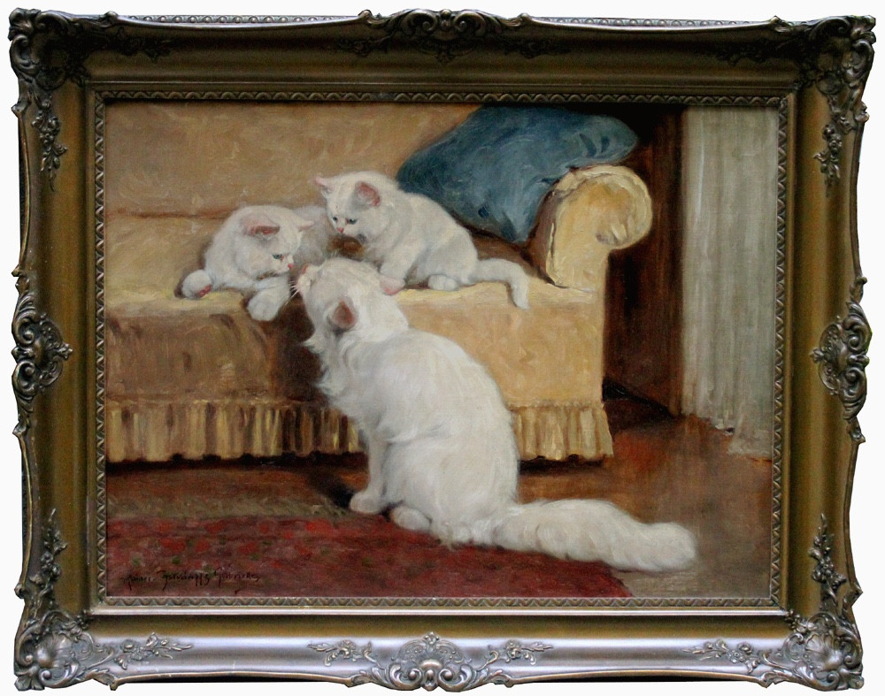Chatte et ses deux chatons, offerts par Gabriella Rainer-Istvanffy (née en 1877)