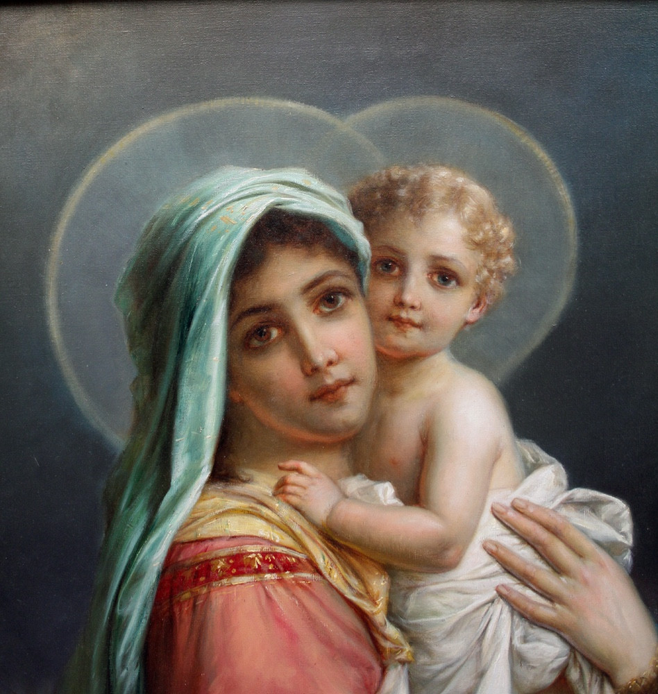 Hans Zatzka (Autrichien, 1859-1945)  Vierge à l'Enfant Jésus-photo-3