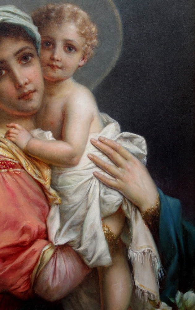 Hans Zatzka (Autrichien, 1859-1945)  Vierge à l'Enfant Jésus-photo-2
