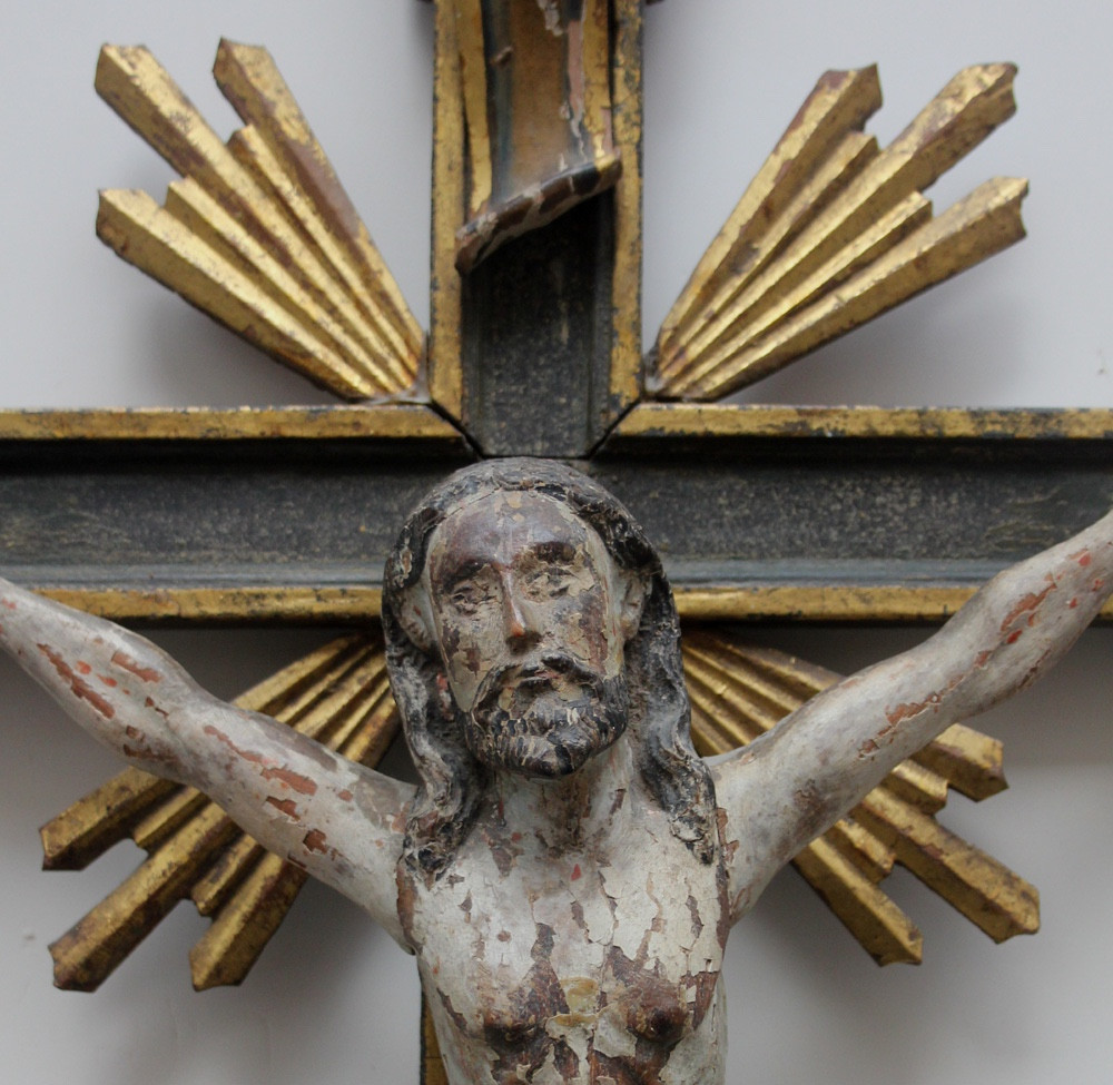 Baroque Wooden Crucifix, Spanish (?), 17th Century-photo-4
