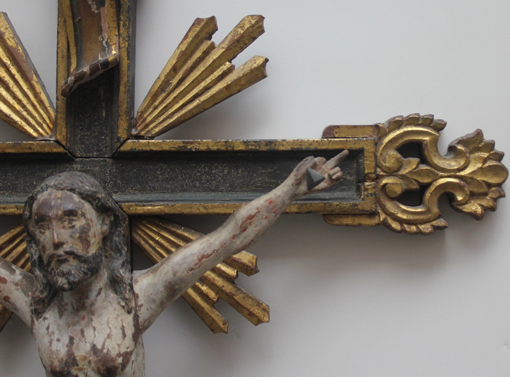 Baroque Wooden Crucifix, Spanish (?), 17th Century-photo-2