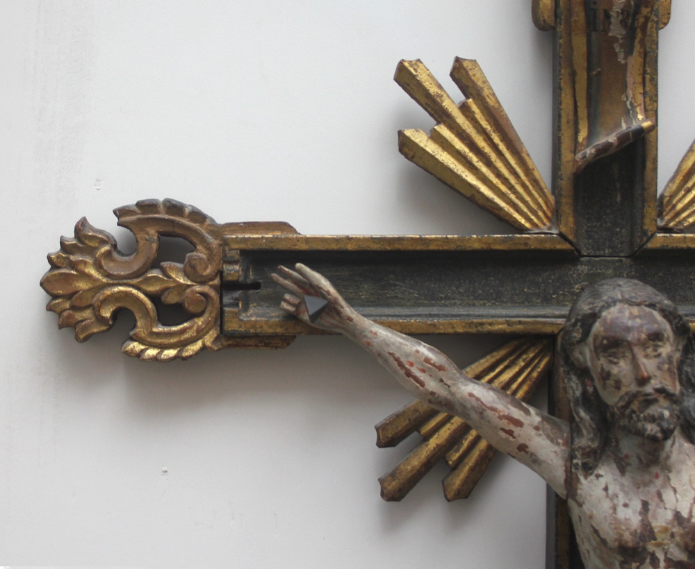 Baroque Wooden Crucifix, Spanish (?), 17th Century-photo-3