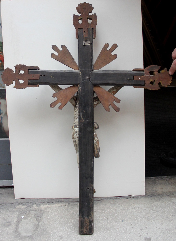 Baroque Wooden Crucifix, Spanish (?), 17th Century-photo-6