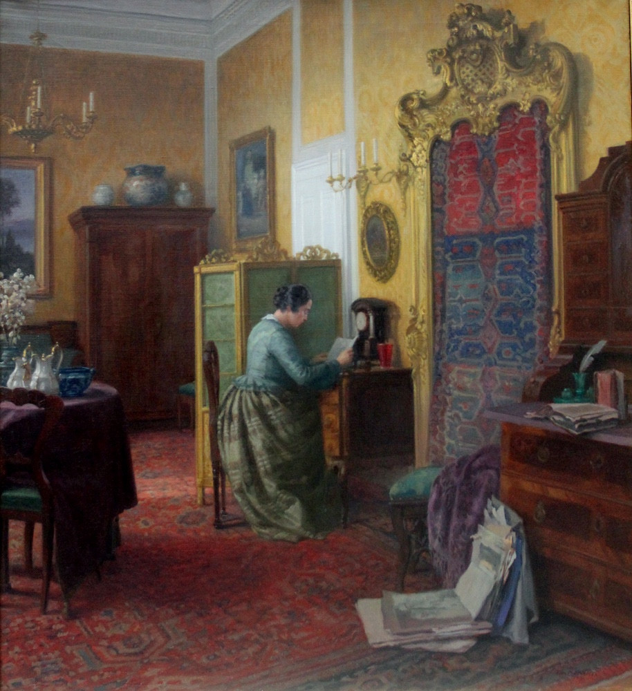 Amateur d'art dans un intérieur par Karl Maria Schuster (Autrichien, 1871 - 1957)-photo-2