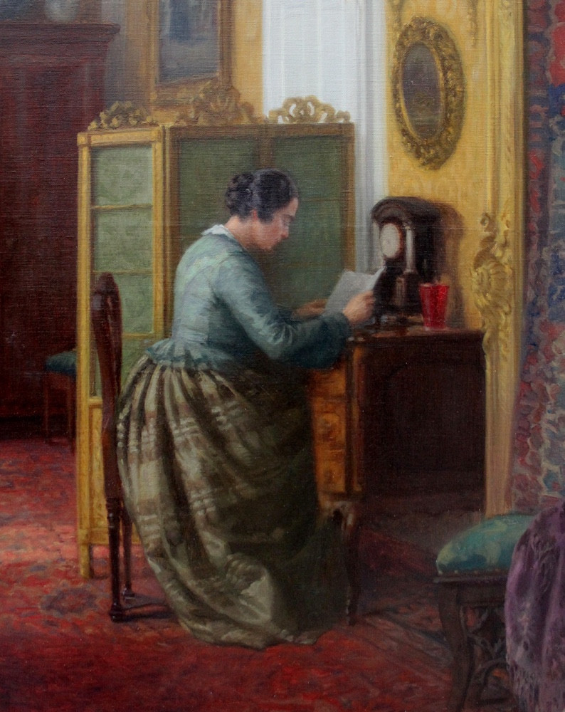 Amateur d'art dans un intérieur par Karl Maria Schuster (Autrichien, 1871 - 1957)-photo-3