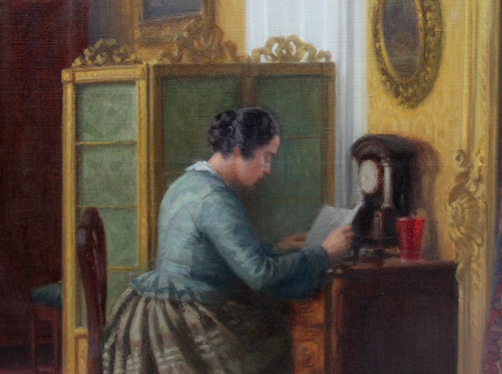 Amateur d'art dans un intérieur par Karl Maria Schuster (Autrichien, 1871 - 1957)-photo-4