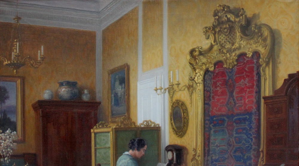Amateur d'art dans un intérieur par Karl Maria Schuster (Autrichien, 1871 - 1957)-photo-1