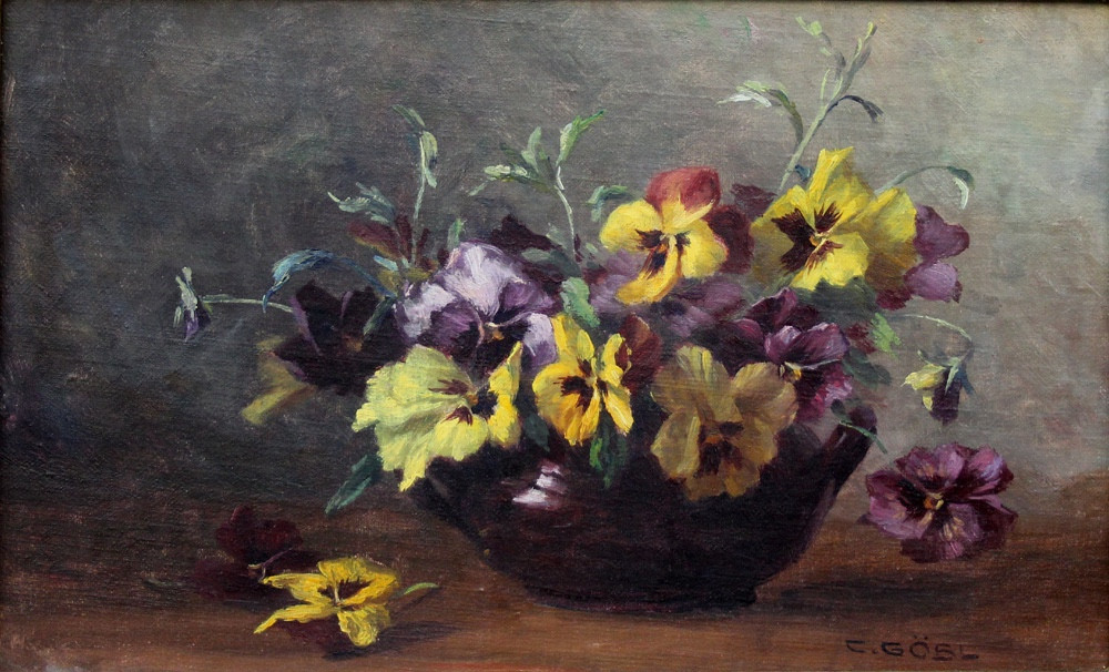 Pansies In A Ceramic Vase, By Camilla Goebl-wahl (born In 1871)-photo-2