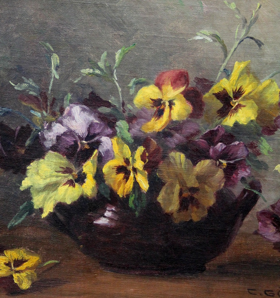 Pansies In A Ceramic Vase, By Camilla Goebl-wahl (born In 1871)-photo-3