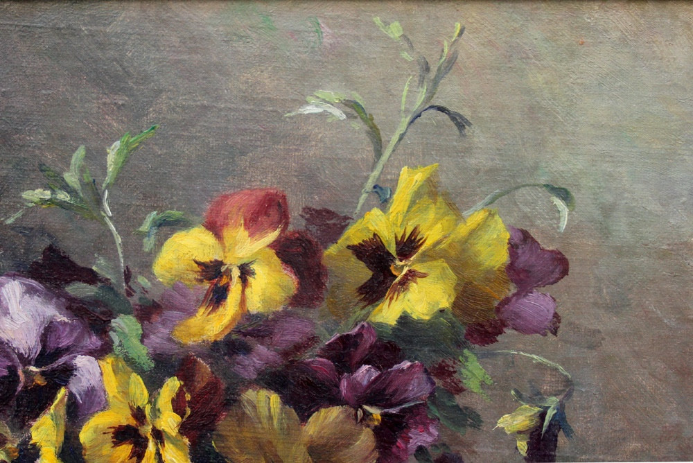 Pansies In A Ceramic Vase, By Camilla Goebl-wahl (born In 1871)-photo-4