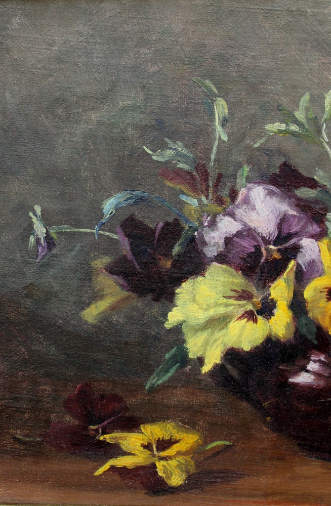 Pansies In A Ceramic Vase, By Camilla Goebl-wahl (born In 1871)-photo-2