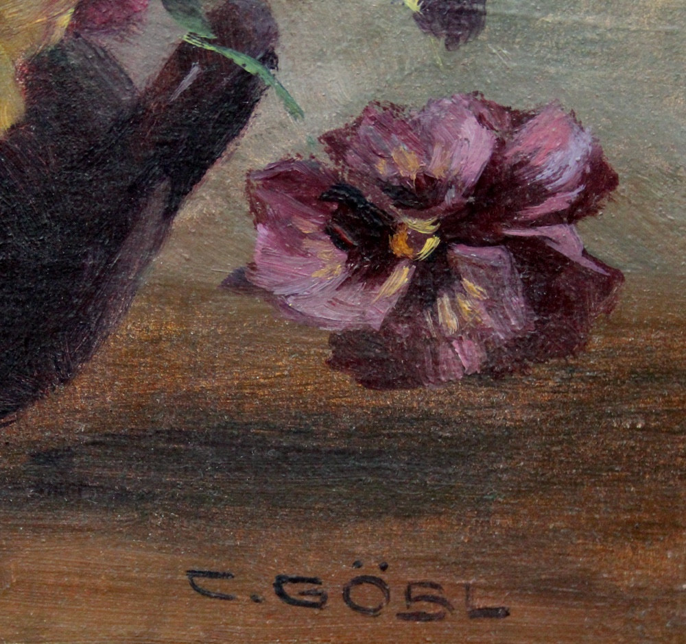 Pansies In A Ceramic Vase, By Camilla Goebl-wahl (born In 1871)-photo-4