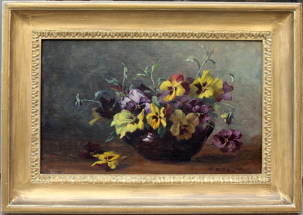 Pansies In A Ceramic Vase, By Camilla Goebl-wahl (born In 1871)
