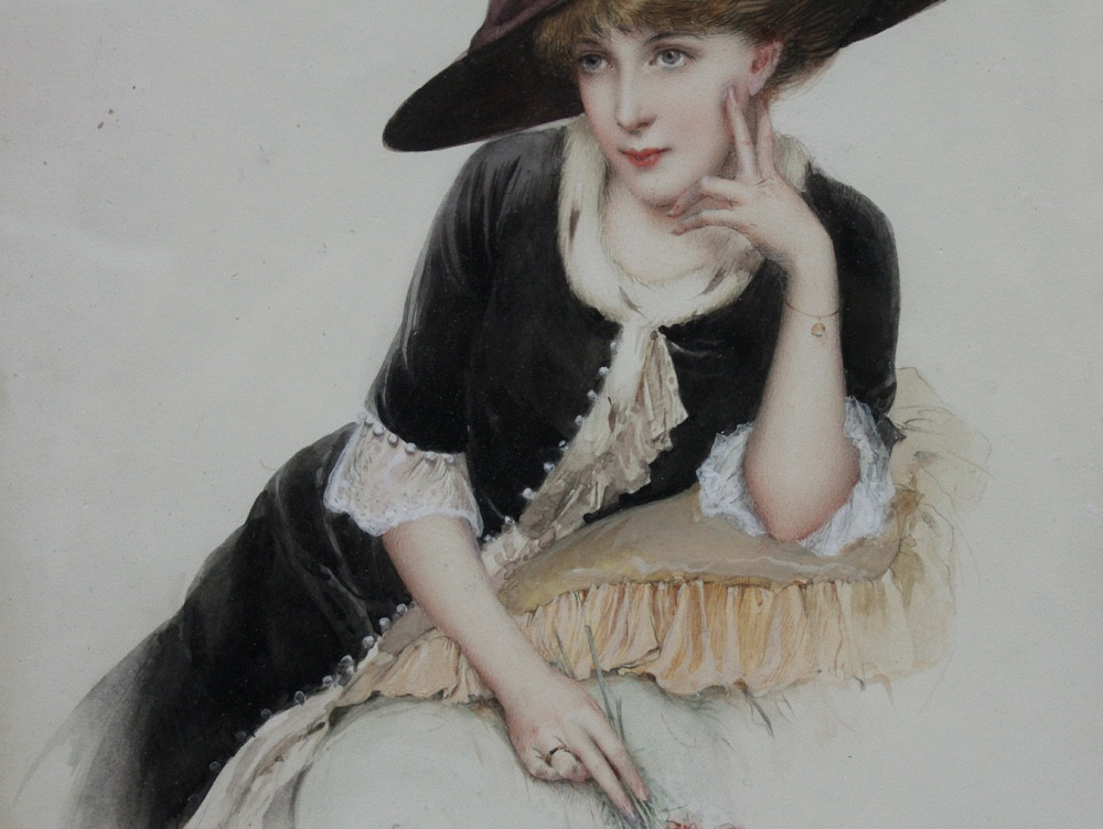 Fernand TOUSSAINT (1873-1955/56)  Titre : Portrait d’une beauté au chapeau-photo-1