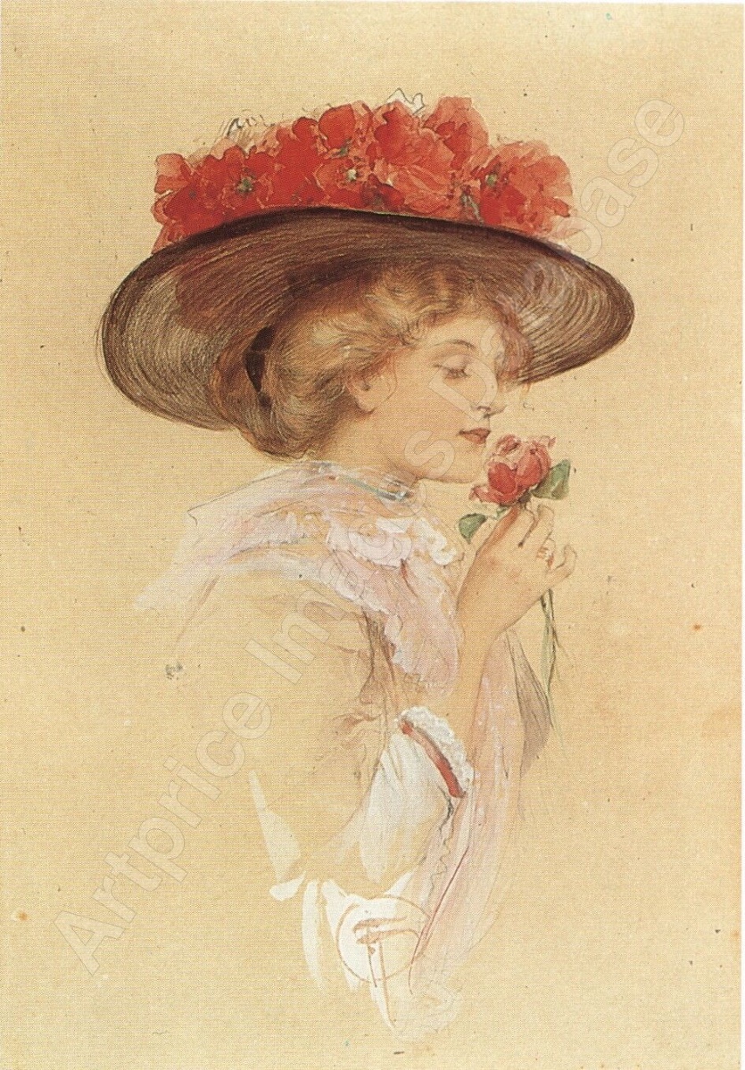 Fernand TOUSSAINT (1873-1955/56)  Titre : Portrait d’une beauté au chapeau-photo-6