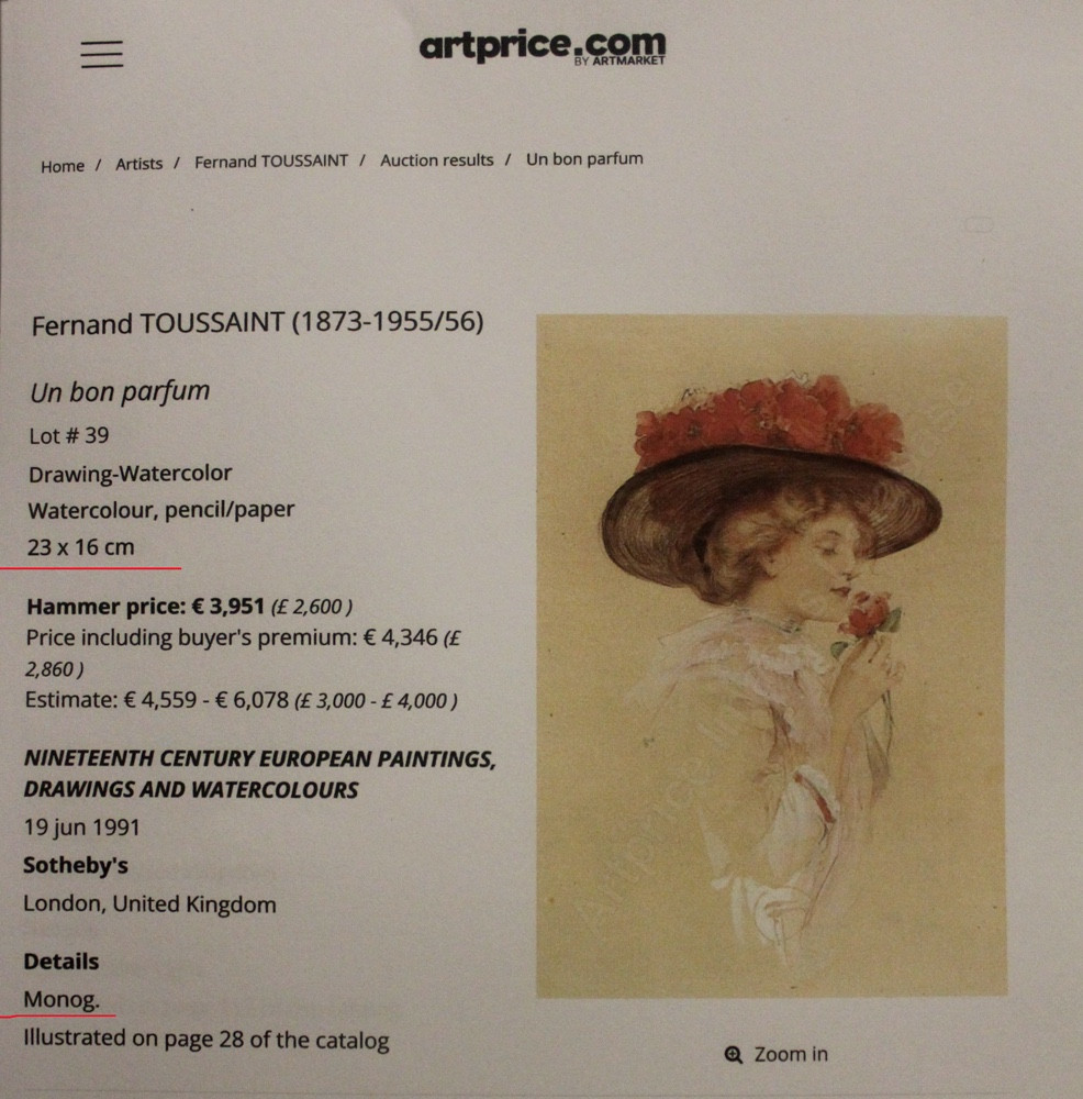 Fernand TOUSSAINT (1873-1955/56)  Titre : Portrait d’une beauté au chapeau-photo-7