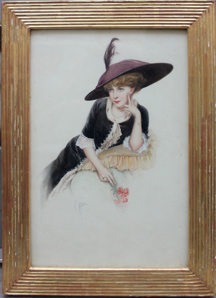 Fernand TOUSSAINT (1873-1955/56)  Titre : Portrait d’une beauté au chapeau