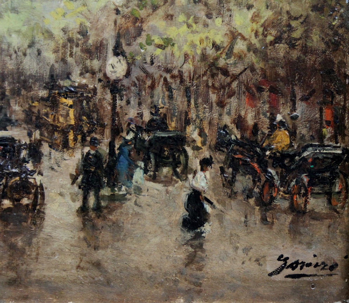 Busy Urban Life At The Carrefour Drouot In Paris By Gaspar Gaspar Miró I Lleó ( 1859-1930)-photo-3