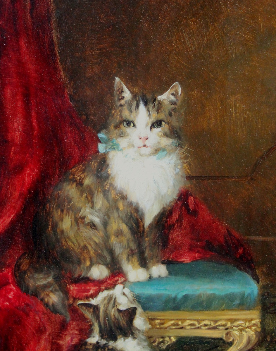 Jules Gustave Le Roy (Français, 1856 - 1921) Chatte et son chaton-photo-3