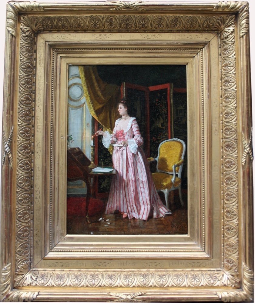 "LETTRE D'AMOUR" PAR VICTOR JOSEPH CHAVET ( FRANÇAIS, 1822-1898)-photo-2