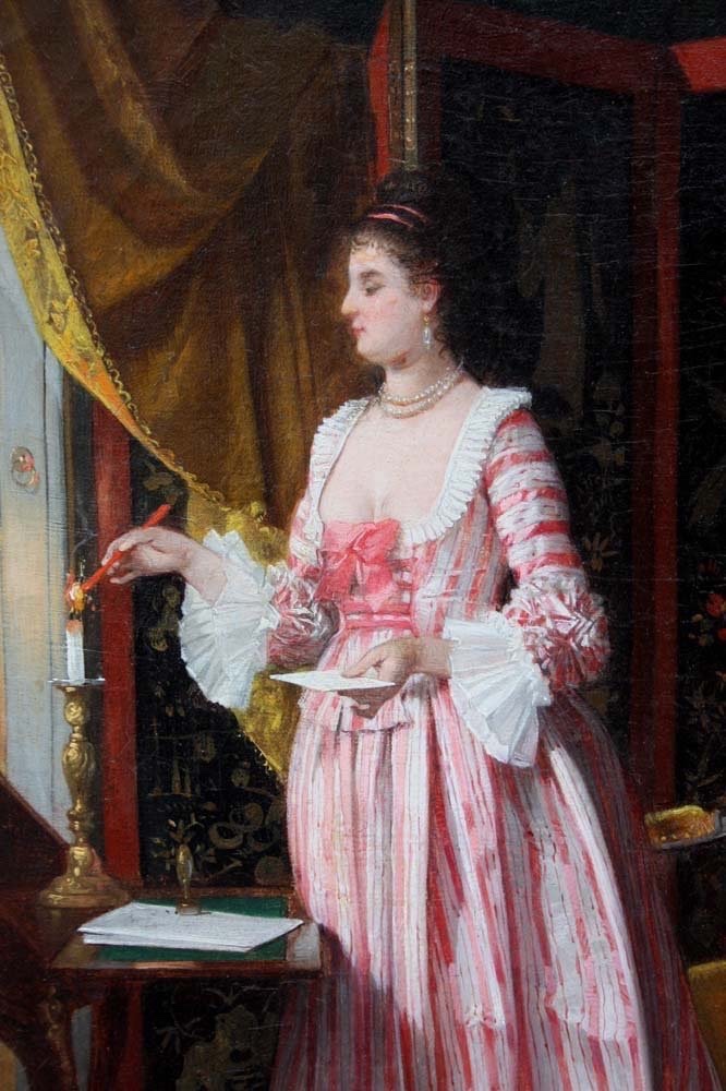 "LETTRE D'AMOUR" PAR VICTOR JOSEPH CHAVET ( FRANÇAIS, 1822-1898)-photo-3