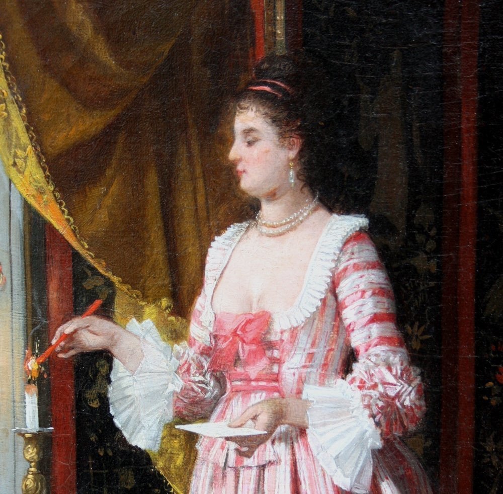 "LETTRE D'AMOUR" PAR VICTOR JOSEPH CHAVET ( FRANÇAIS, 1822-1898)-photo-4