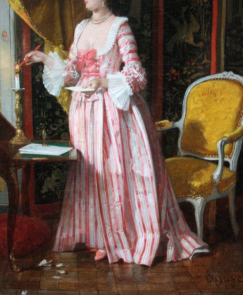 "LETTRE D'AMOUR" PAR VICTOR JOSEPH CHAVET ( FRANÇAIS, 1822-1898)-photo-1