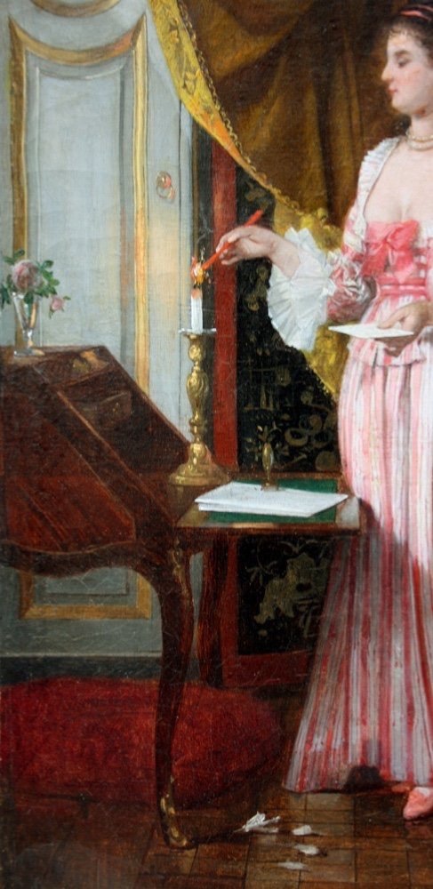 "LETTRE D'AMOUR" PAR VICTOR JOSEPH CHAVET ( FRANÇAIS, 1822-1898)-photo-2