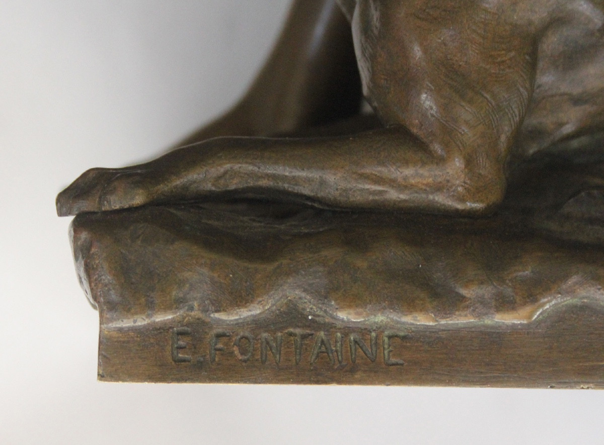 Emmanuel Fontaine (Français, 1856/1857 - 1935)  Titre : « À la rivière » (ou « À l’eau, Porthos-photo-7