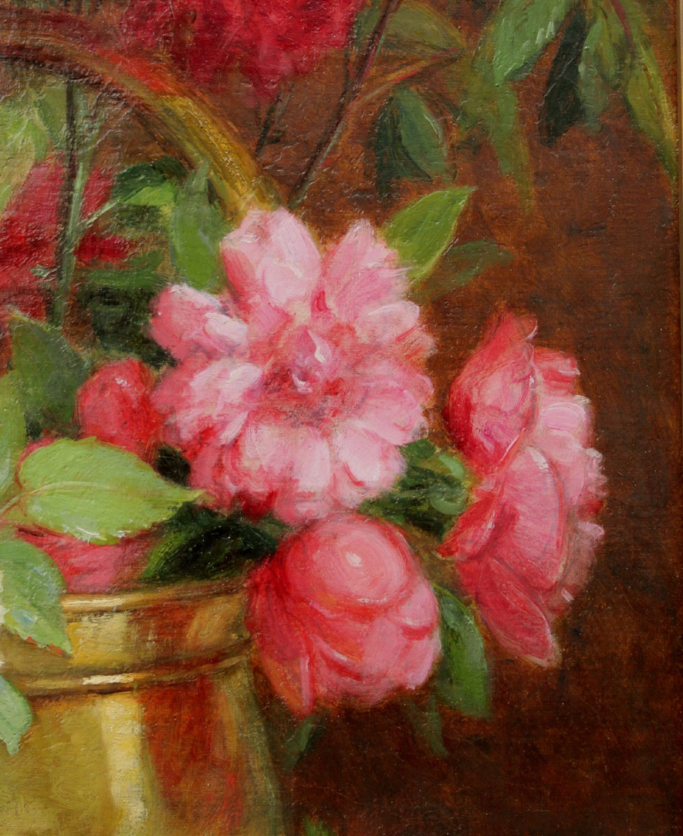 Pivoines dans des bouilloires en cuivre par Alfred Magne (Français, 1855-1936)-photo-1