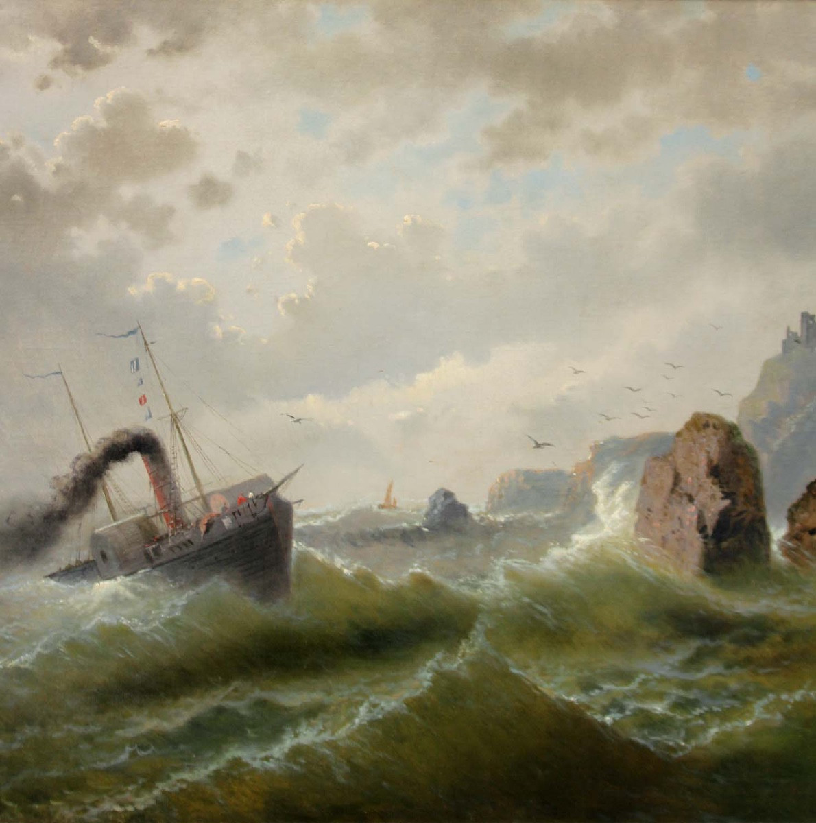 Bateau à vapeur en mer du Nord par Albert Rieger (1834 - 1905)-photo-3