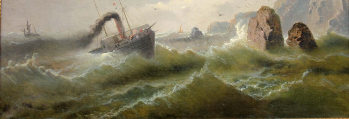 Bateau à vapeur en mer du Nord par Albert Rieger (1834 - 1905)-photo-5