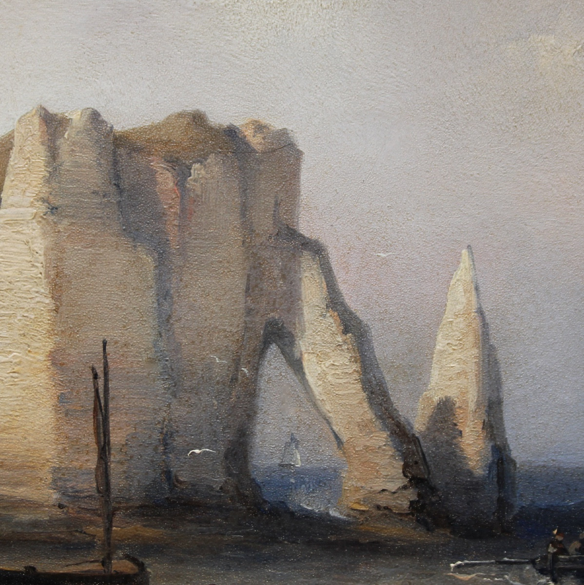 Coastal Scene At  étretat Cliff In Normandy, French School, Circa 1840-photo-1