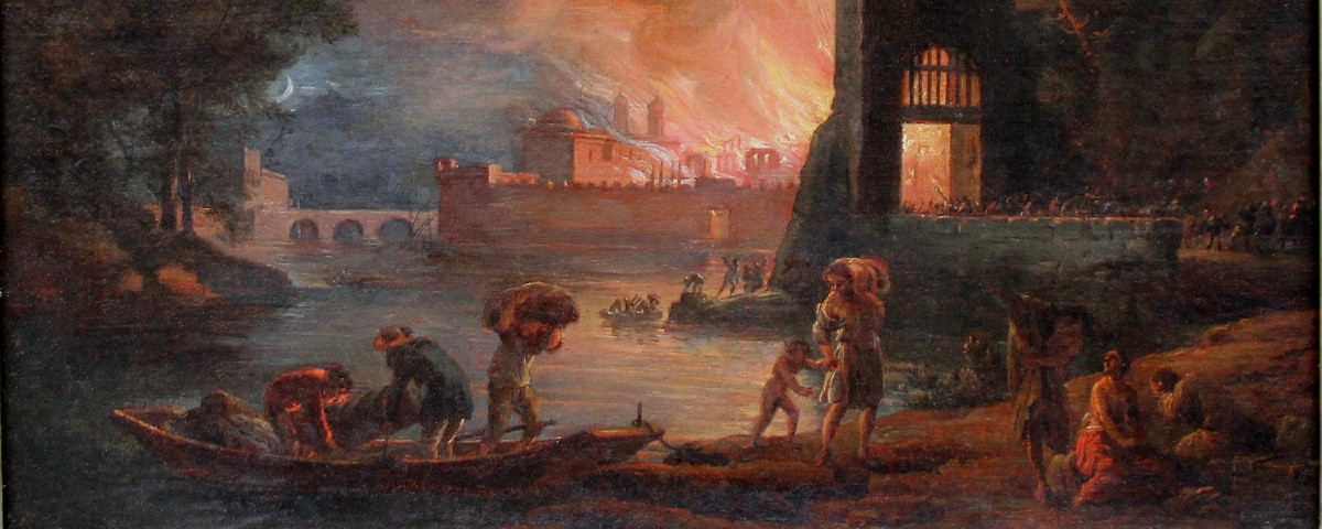 Jacques Ant. VOLAIRE IL CAVALIER (1729 -1802), attribué à  Incendie dans un port près de Naples-photo-3