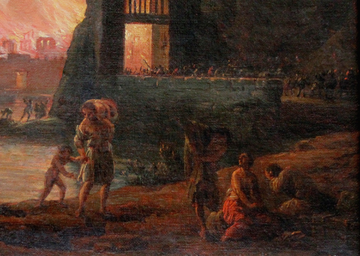 Jacques Ant. VOLAIRE IL CAVALIER (1729 -1802), attribué à  Incendie dans un port près de Naples-photo-3