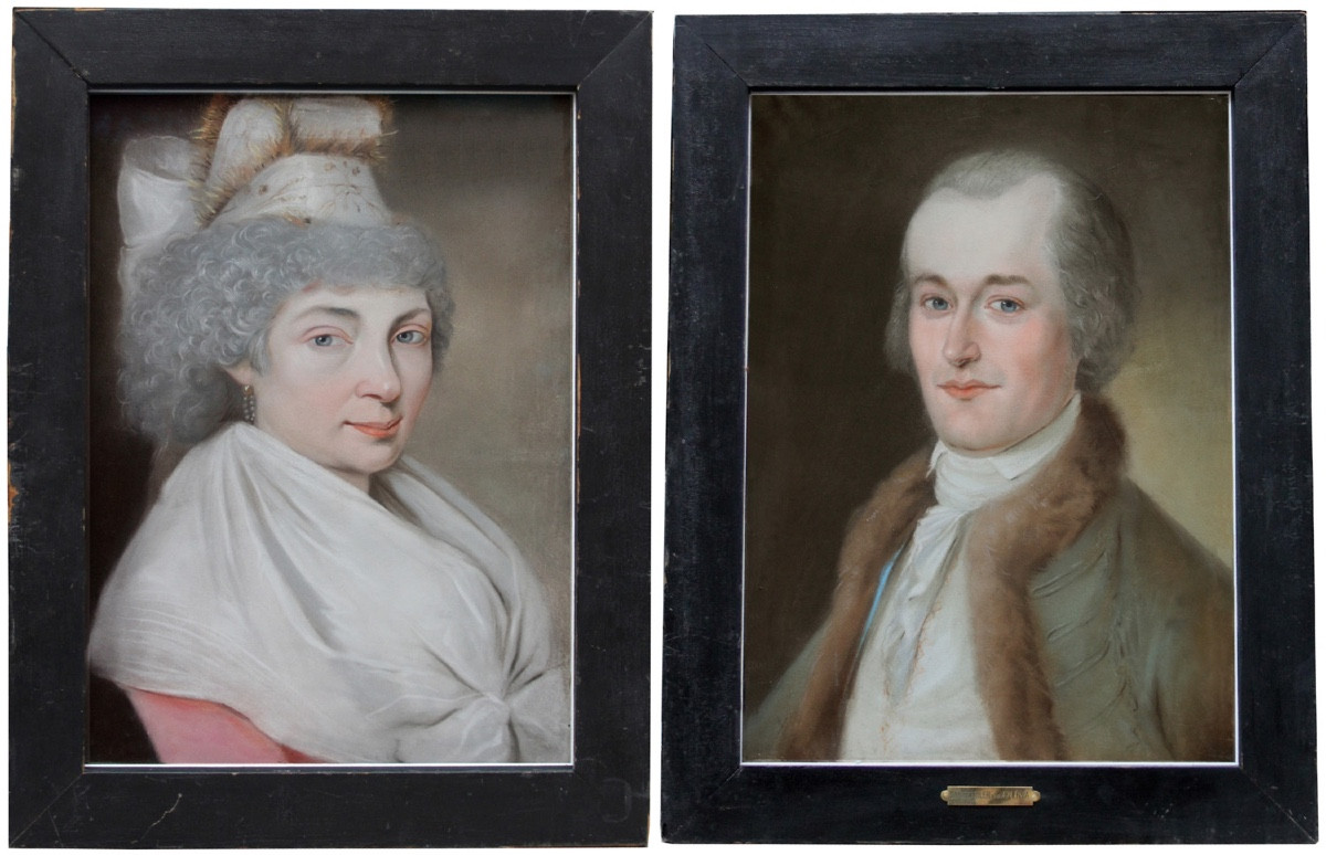 Paire de portraits par Anselm Wagner (roumain, 1766 Timisoara - 1806), attribués à