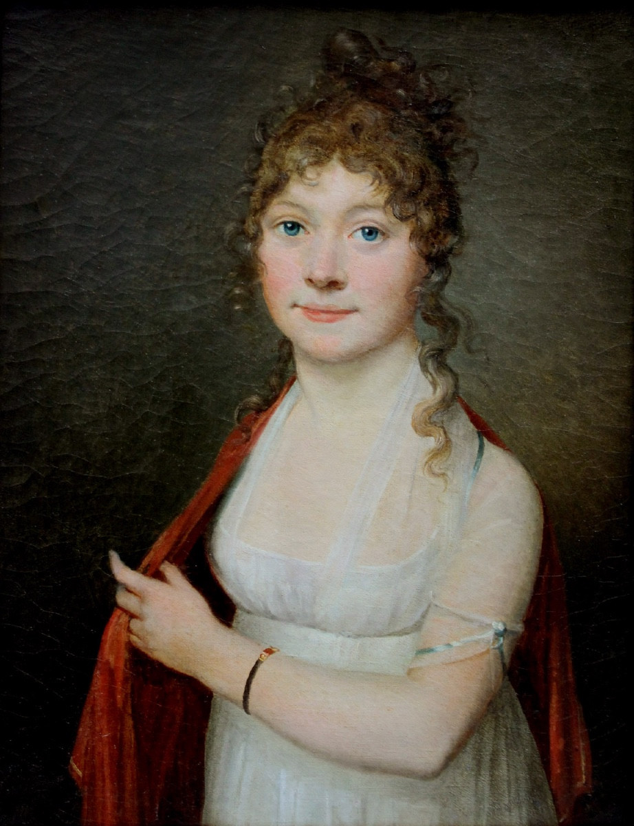 Portrait d'une jeune beauté au foulard rouge par Élisabeth Vigée Le Brun (1755-1842)-attribué à-photo-2
